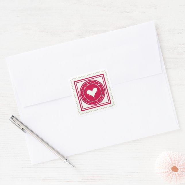 Be My Valentine Square Sticker (Envelope)