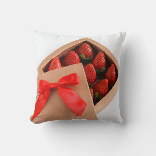 Be my Valentine Strawberry red bow box Throw Pillow