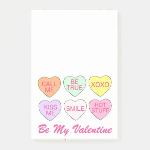 Be My Valentine Valentine's Day Candy Heart Love Post-it Notes