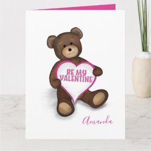 Be My Valentine Vintage Cute Teddy Bear Card