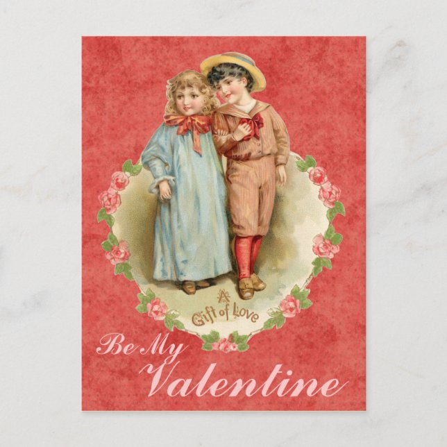 Be My Valentine Vintage Postcard (Front)