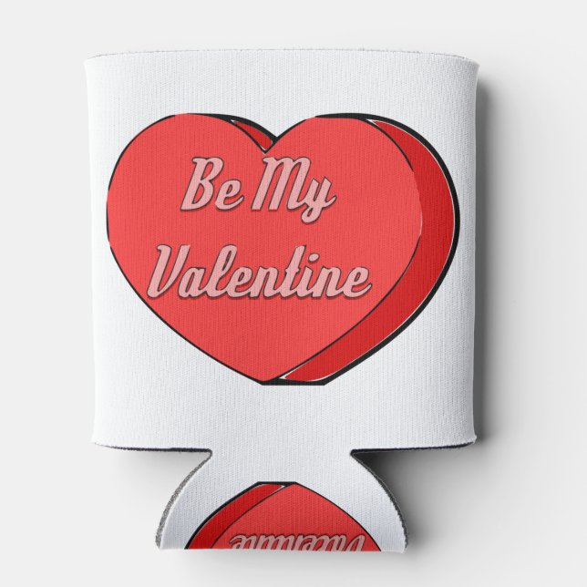 Be My Valentines Heart Candy Drawing Can Cooler (Back)
