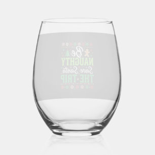 Be Naughty Save Santa Funny Christmas SVG Stemless Wine Glass