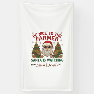 Be Nice Farmer Santa Christmas Farm Animals Banner