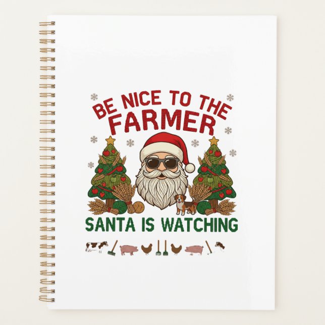 Be Nice Farmer Santa Christmas Farm Animals Planner (Front)