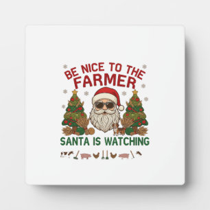 Be Nice Farmer Santa Christmas Farm Animals Plaque