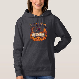 Be Nice Me Halloween Witch Broom Pumpkins_1 Hoodie