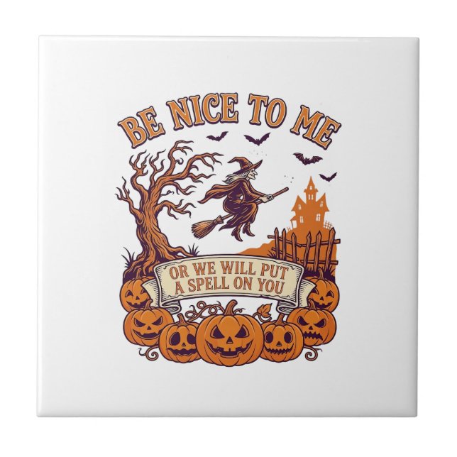 Be Nice Me Halloween Witch Broom Pumpkins_1 Tile (Front)