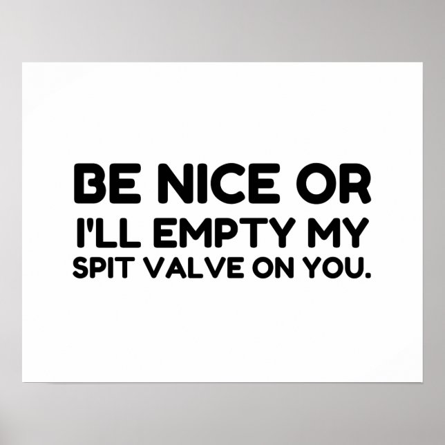 BE NICE OR EMPTY MY SPIT VALVE ON YOU POSTER (Front)