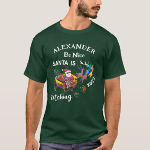 Be Nice Santa Claus Is Watching Personalize T-Shirt