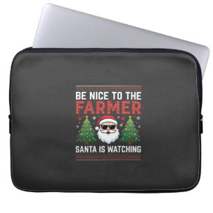 Be Nice To The Farmer Santa Christmas Laptop Sleeve