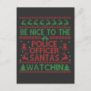 Be Nice To the Police Officer Santa's Watching   Announcement Postcard