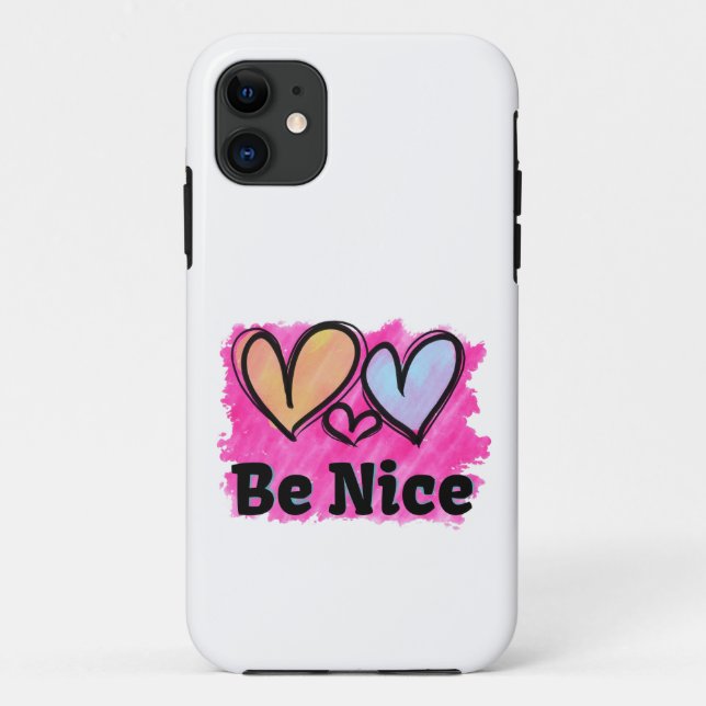 Be Nice Watercolor Hearts Case-Mate iPhone Case (Back)