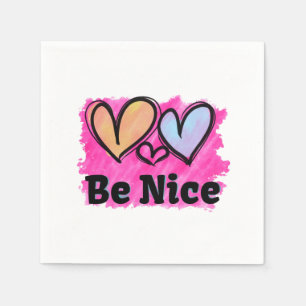 Be Nice Watercolor Hearts Napkin