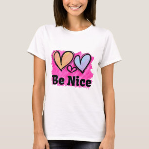 Be Nice Watercolor Hearts T-Shirt