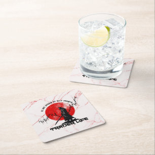 Be not afraid   Motivation   Samurai N Marble Square Paper Coaster