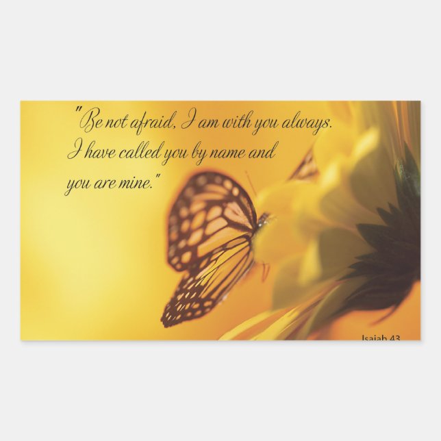 Be Not Afraid Religious Butterfly on Daisy Sticker (Front)