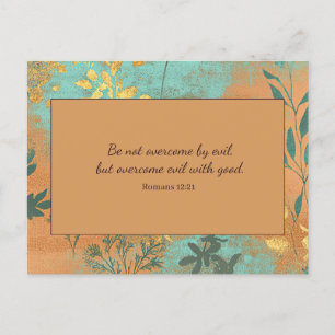Be Not Overcome by Evil Terracotta Bible Verse Postcard