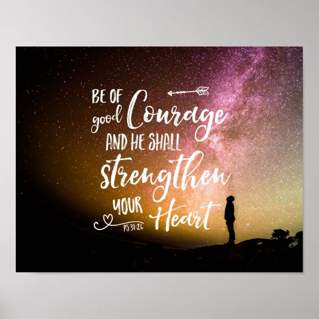 Be of Good Courage nuit ciel - Psaume 31:24 Poster (Devant)