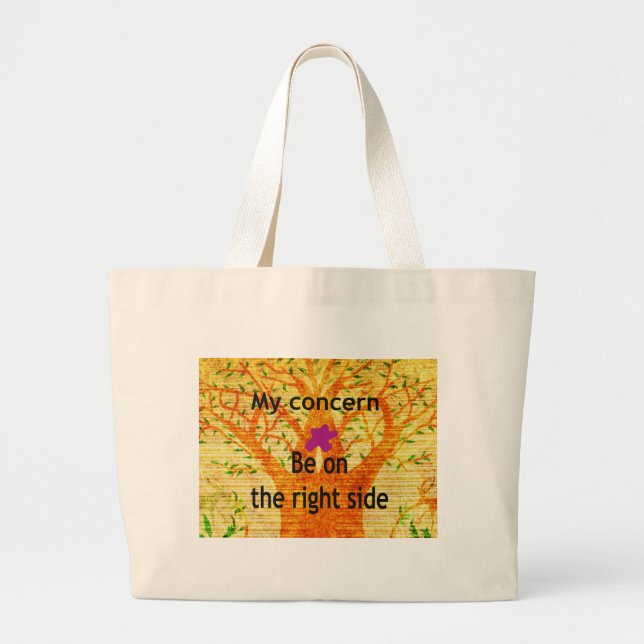Be on the right side large tote bag (Front)