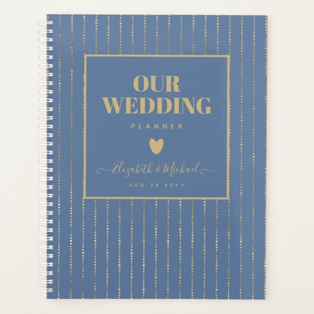 BE ORGANIZED WEDDING PLANNER - Dusty Blue GOLD (Front)