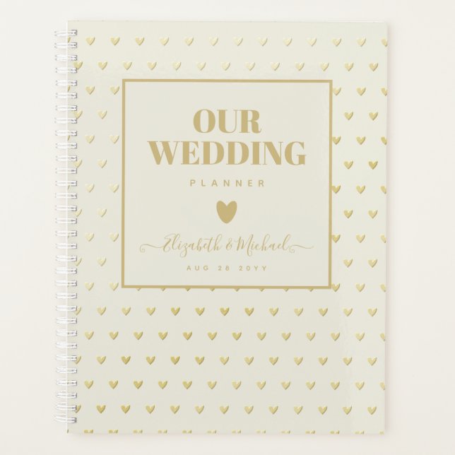 BE ORGANIZED WEDDING PLANNER - GOLD Hearts Custom (Front)