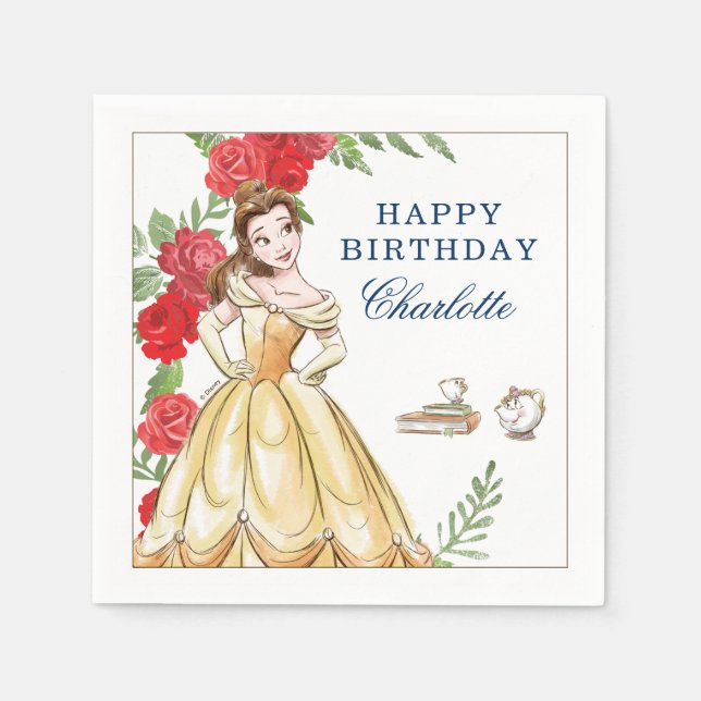 Be Our Guest Belle Birthday Napkins (Front)