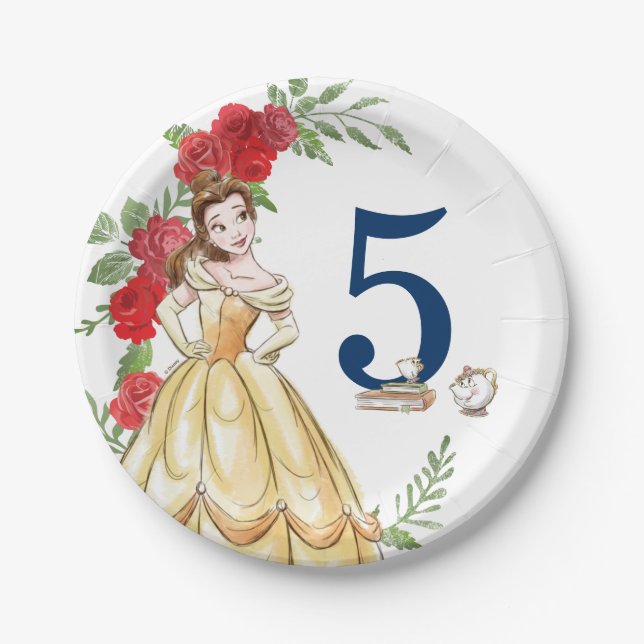Be Our Guest Belle Birthday Paper Plate (Front)