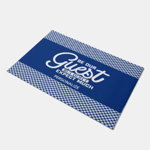 Be Our Guest Blue Gingham Doormat