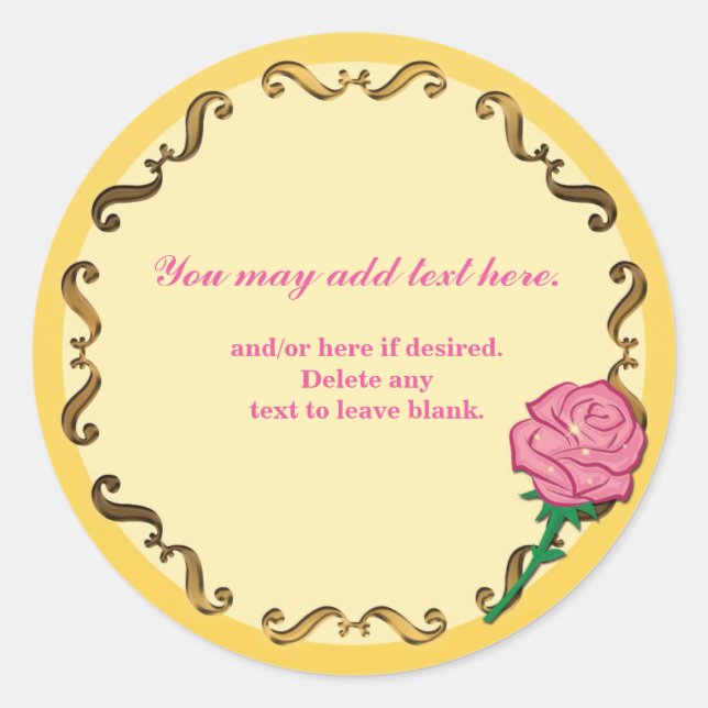Be our guest-Pink Rose Elegant Birthday Party Classic Round Sticker (Front)