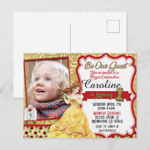 Be our Guest Princess First Birthday Invitation Postcard