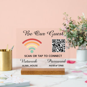 Be Our Guest Qr Code Wifi Network & Password Acrylic Sign