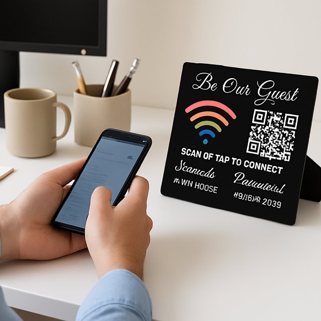 Be Our Guest Qr Code Wifi Network & Password Plaque (Creator Uploaded)