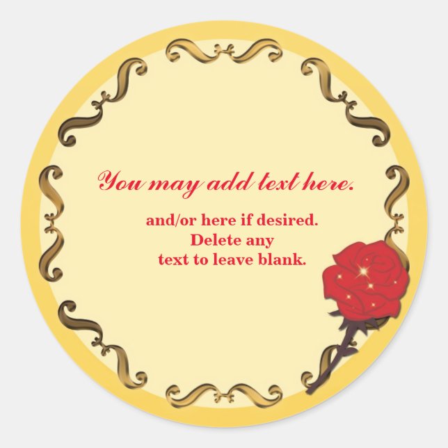 Be Our Guest-Red Rose Birthday Party Sticker (Front)