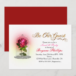Be Our Guest Red Rose in Glass Elegant Party Invitation