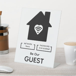 Be Our Guest WIFI information Password Home Decor Pedestal Sign