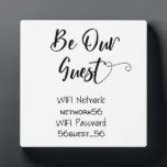 Be Our Guest WIFI information Password Wedding Plaque<br><div class="desc">This design was created though digital art. It may be personalized in the area provided by changing the photo and/or text. Or it can be customized by choosing the click to customize further option and delete or change the colour the background, add text, change the text colour or style, or...</div>