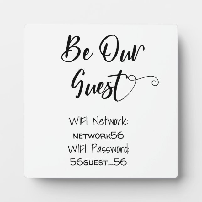 Be Our Guest WIFI information Password Wedding Plaque (Front)