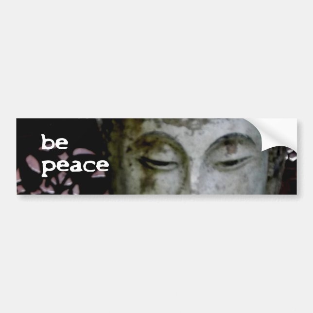 "Be Peace" Serene Buddha (Black/White) Bumper Sticker (Front)