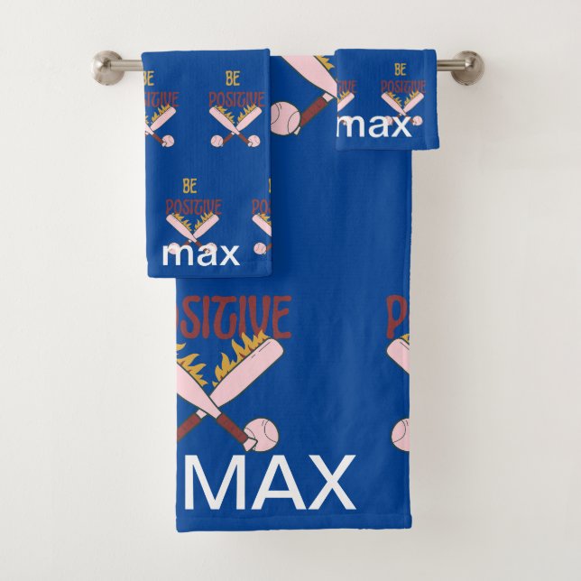 Be positive baseball custom personalized  bath towel set (Insitu)