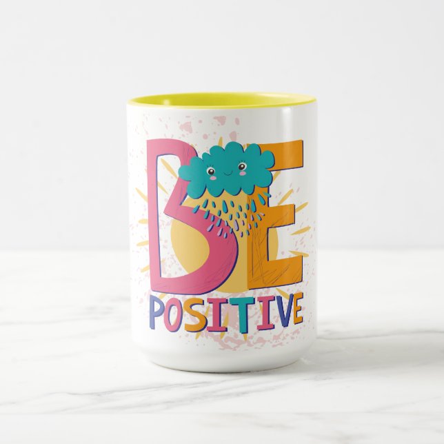 Be Positive Mug With Flowers (Center)