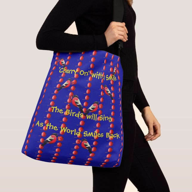Be Positive -Smile - Birds Crossbody Bag (Close Up)