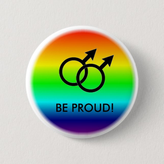BE PROUD! MALE SYMBOLS 2 INCH ROUND BUTTON (Front)
