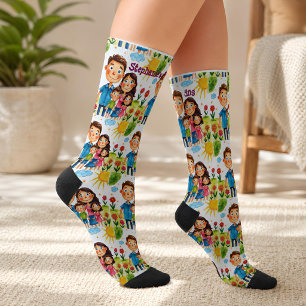 Be proud of your 2 child add artwork to this cute socks