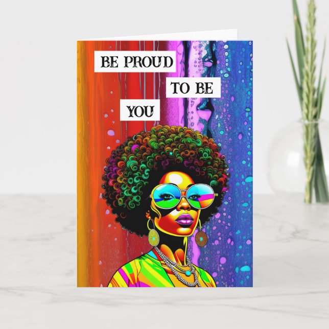 Be Proud To Be You | Groovy Woman of Colour Card (Front)