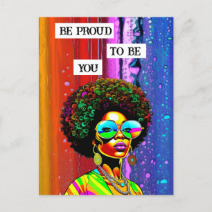 Be Proud To Be You   Groovy Woman of Colour Postcard