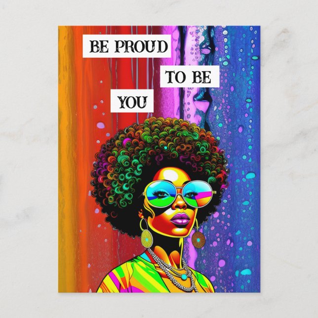 Be Proud To Be You | Groovy Woman of Colour Postcard (Front)