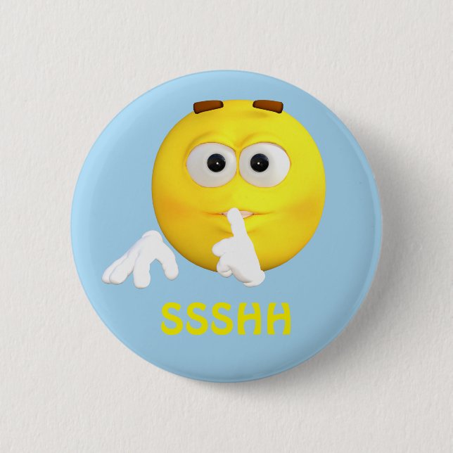 Be Quiet Emoji Emoticon Cartoon Face 2 Inch Round Button (Front)