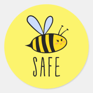 Be safe, cute bee classic round sticker