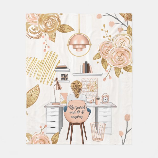 Be Scared & Do It Anyway Fleece Blanket (Front)